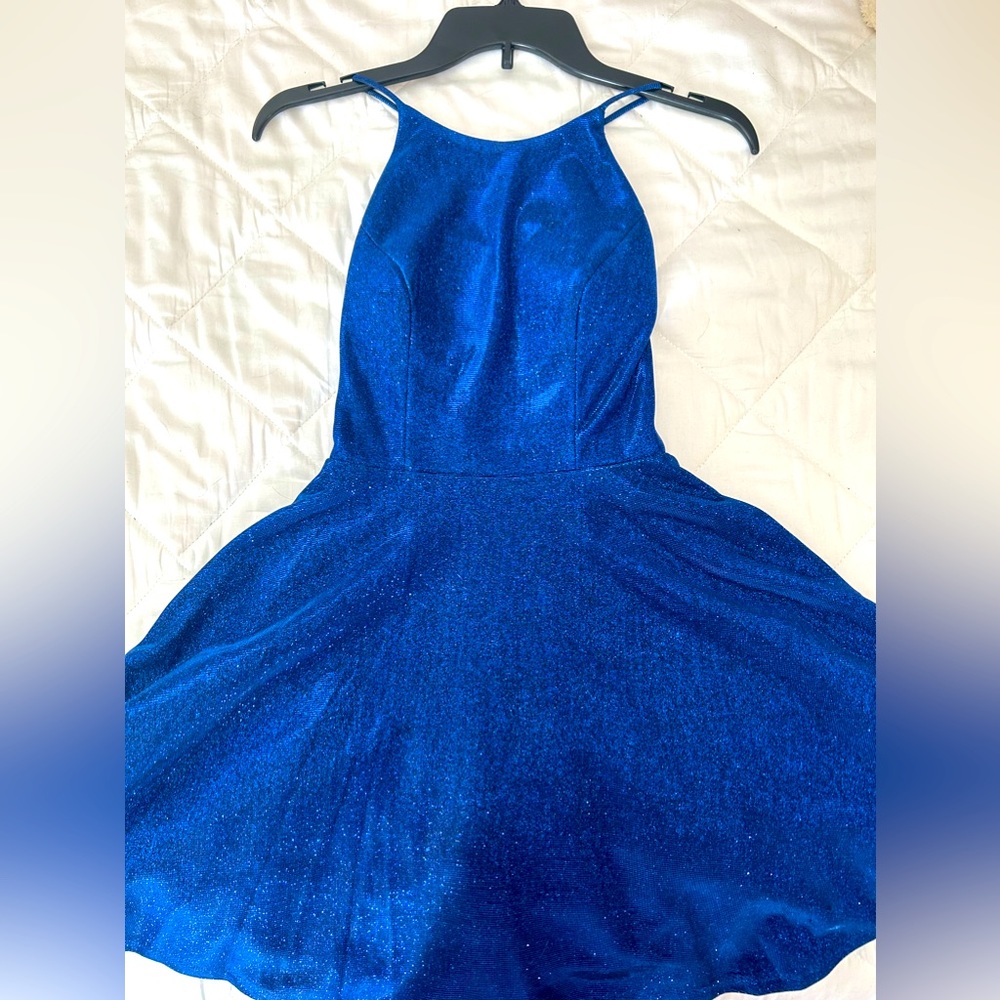 City Vibe Sparkly Blue homecoming dress